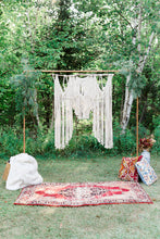 Load image into Gallery viewer, Macrame Wedding Backdrop // Macrame Ceremony Arch String Theories Fiber Design