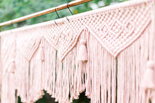 Load image into Gallery viewer, Pink Macrame Wedding Backdrop // Macrame Ceremony Arch String Theories Fiber Design