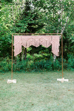 Load image into Gallery viewer, Pink Macrame Wedding Backdrop // Macrame Ceremony Arch String Theories Fiber Design