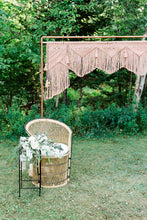 Load image into Gallery viewer, Pink Macrame Wedding Backdrop // Macrame Ceremony Arch String Theories Fiber Design