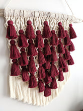 Load image into Gallery viewer, Large Merlot Tassel Macrame Tapestry String Theories Fiber Design