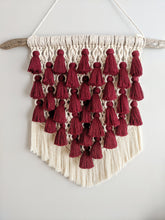 Load image into Gallery viewer, Large Merlot Tassel Macrame Tapestry String Theories Fiber Design