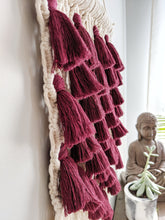 Load image into Gallery viewer, Large Merlot Tassel Macrame Tapestry String Theories Fiber Design