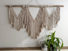 Load image into Gallery viewer, Macrame Wall Hanging - Triple Fringe with Spirals String Theories Fiber Design