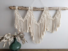 Load image into Gallery viewer, Macrame Wall Hanging - Triple Fringe with Spirals String Theories Fiber Design