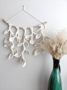 Macrame Wall Hanging - Hanging Vines and Leaves - Sculpture String Theories Fiber Design