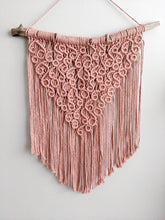 Load image into Gallery viewer, Macrame Squiggles Pink Wall Hanging Tapestry String Theories Fiber Design
