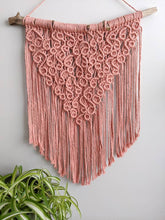 Load image into Gallery viewer, Macrame Squiggles Pink Wall Hanging Tapestry String Theories Fiber Design