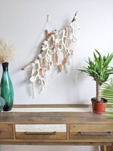 Load image into Gallery viewer, Macrame Wall Hanging Sculpture - Draped Silk - Copper Leaves String Theories Fiber Design