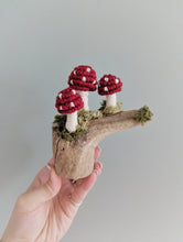 Load image into Gallery viewer, Macrame driftwood stump mushrooms and moss
