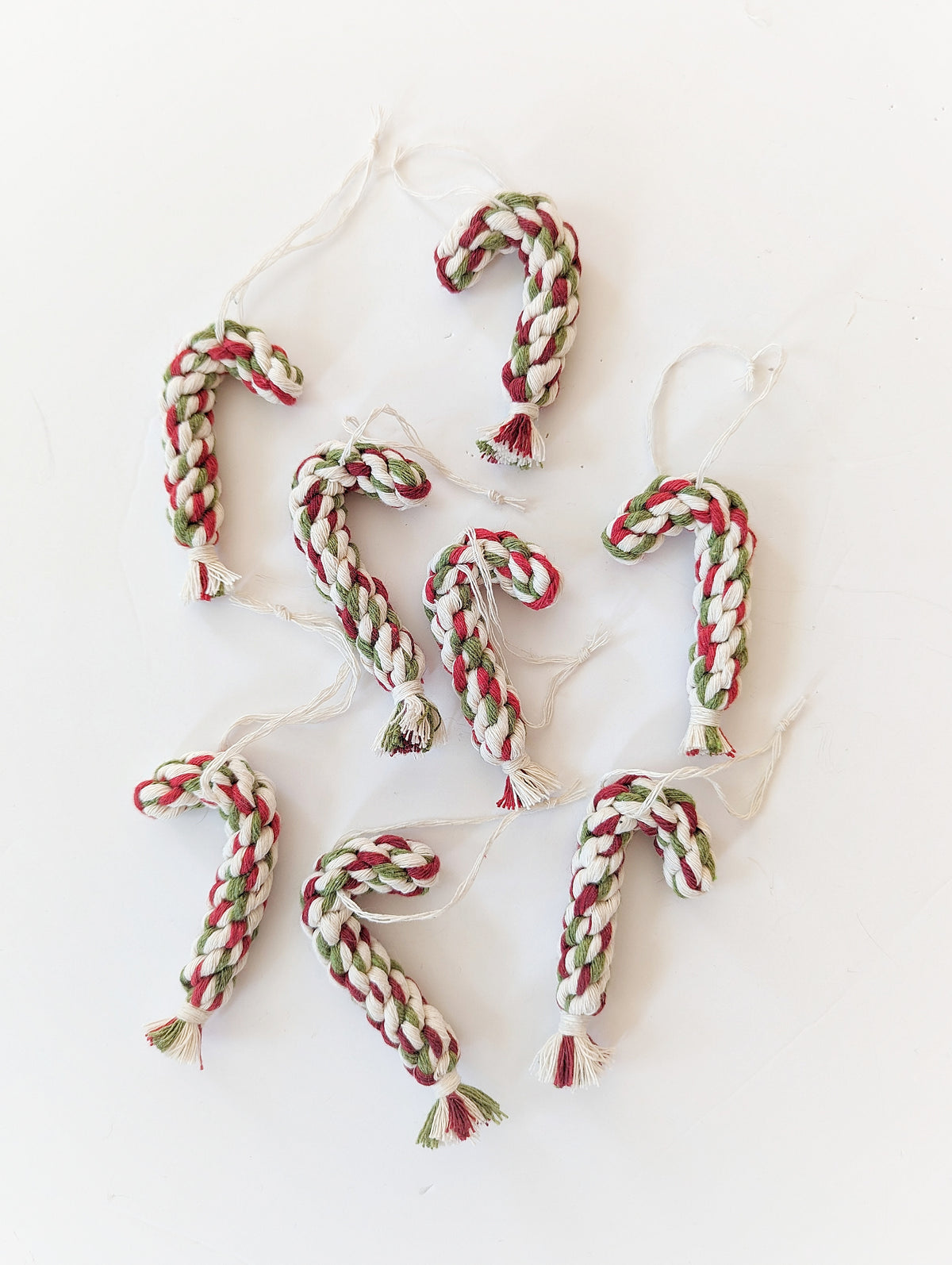 Macrame Christmas Tree Candy Cane Ornament