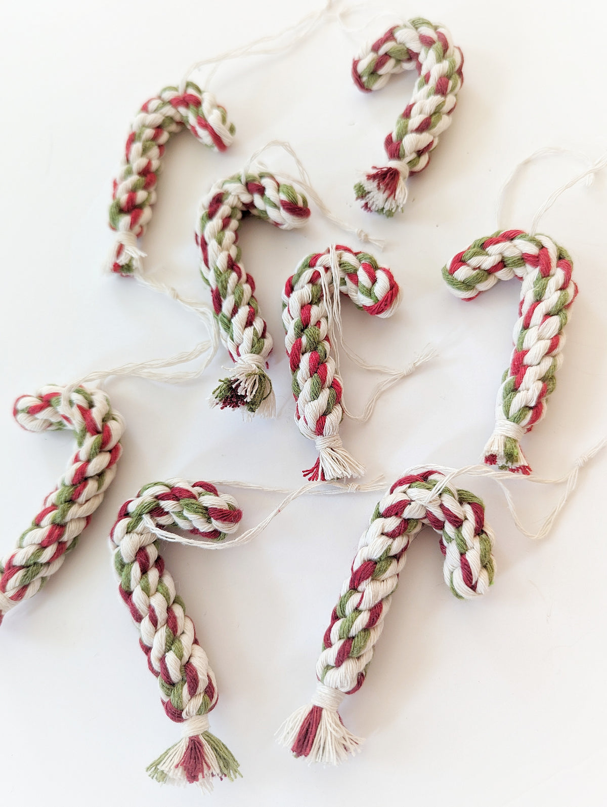 Macrame Christmas Tree Candy Cane Ornament