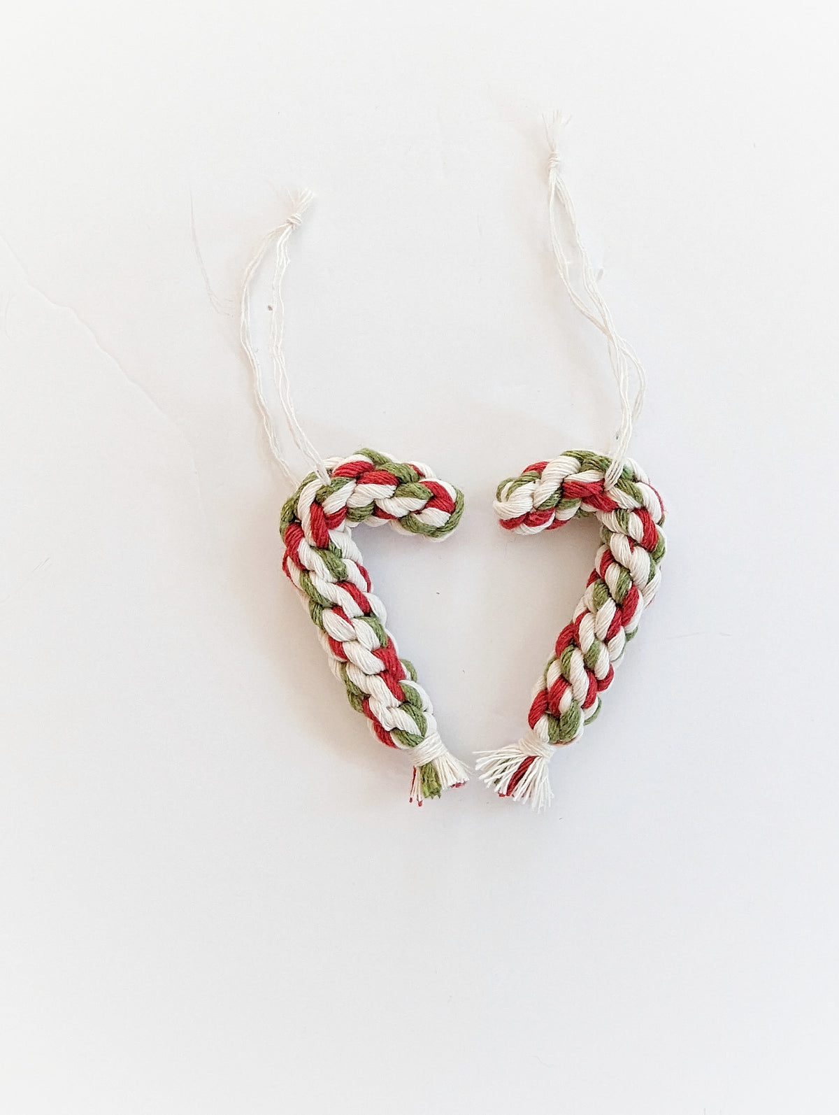 Macrame Christmas Tree Candy Cane Ornament