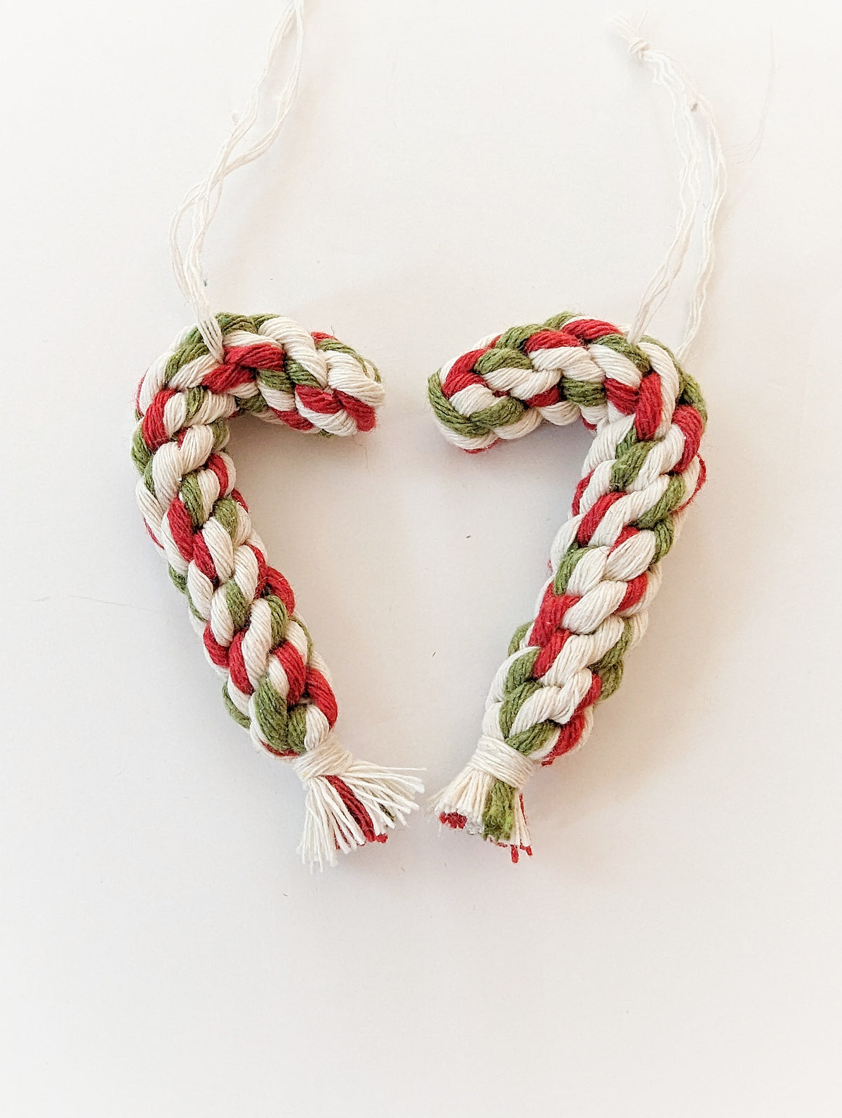 Macrame Christmas Tree Candy Cane Ornament