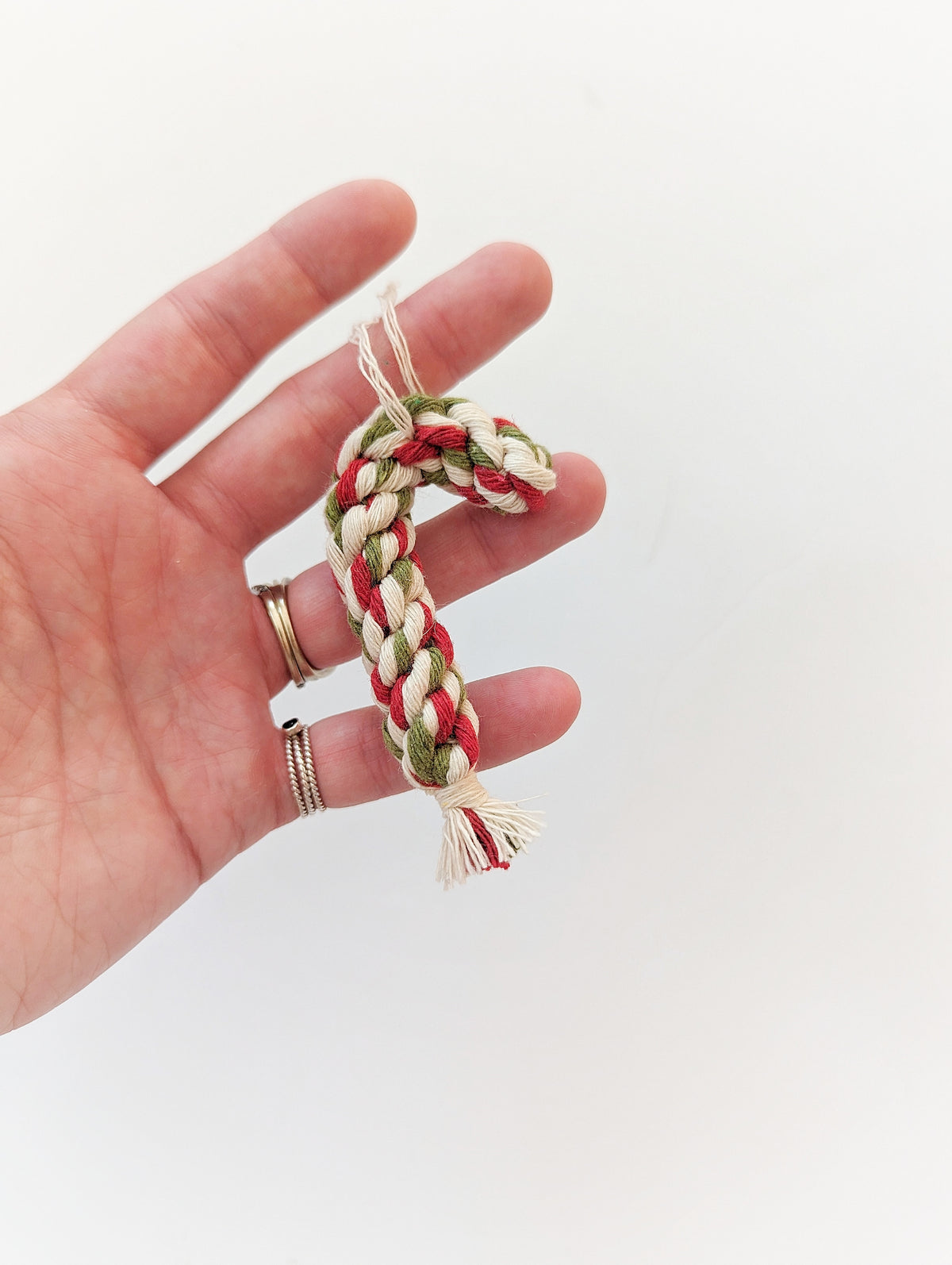 Macrame Christmas Tree Candy Cane Ornament