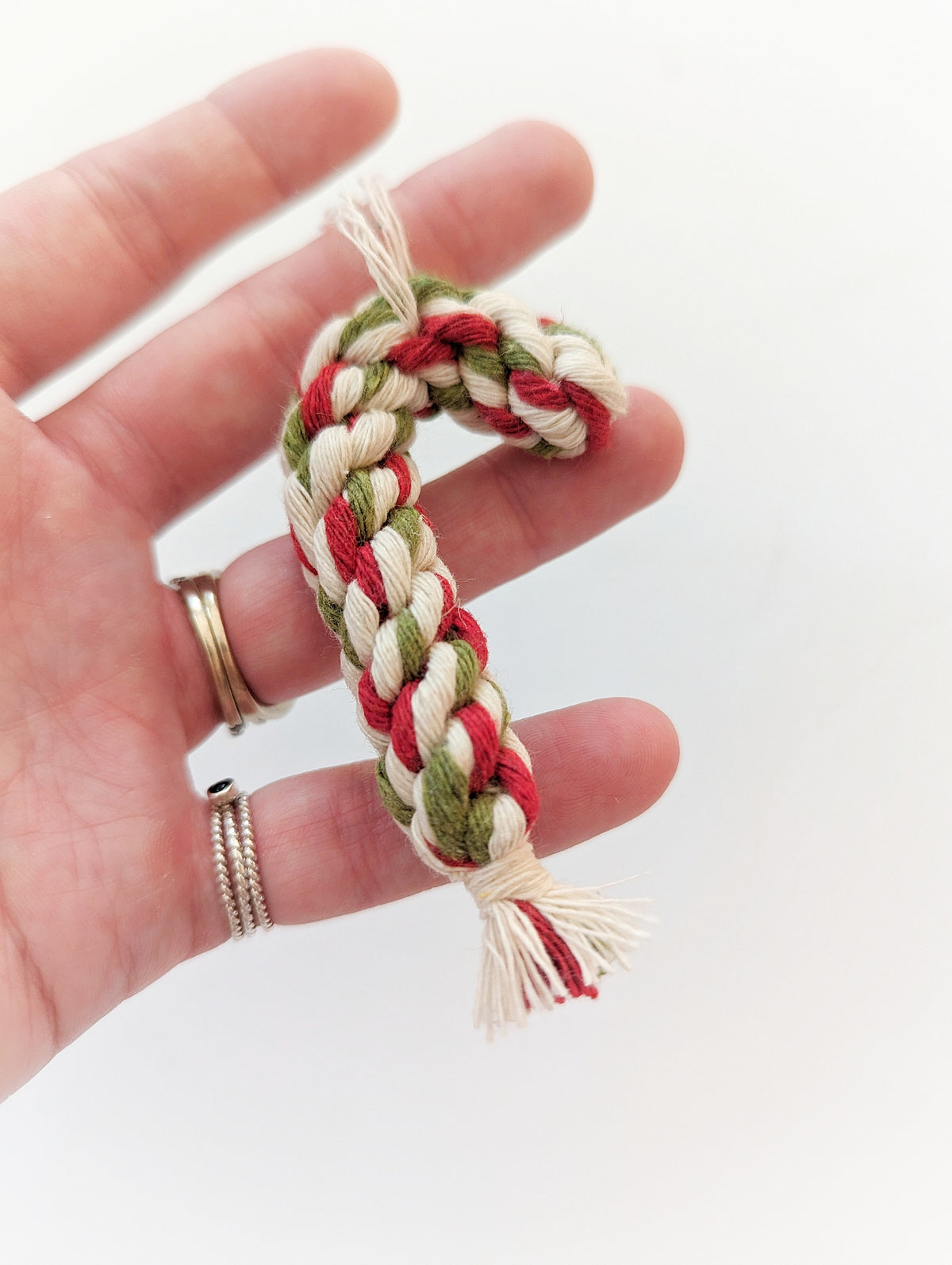 Macrame Christmas Tree Candy Cane Ornament