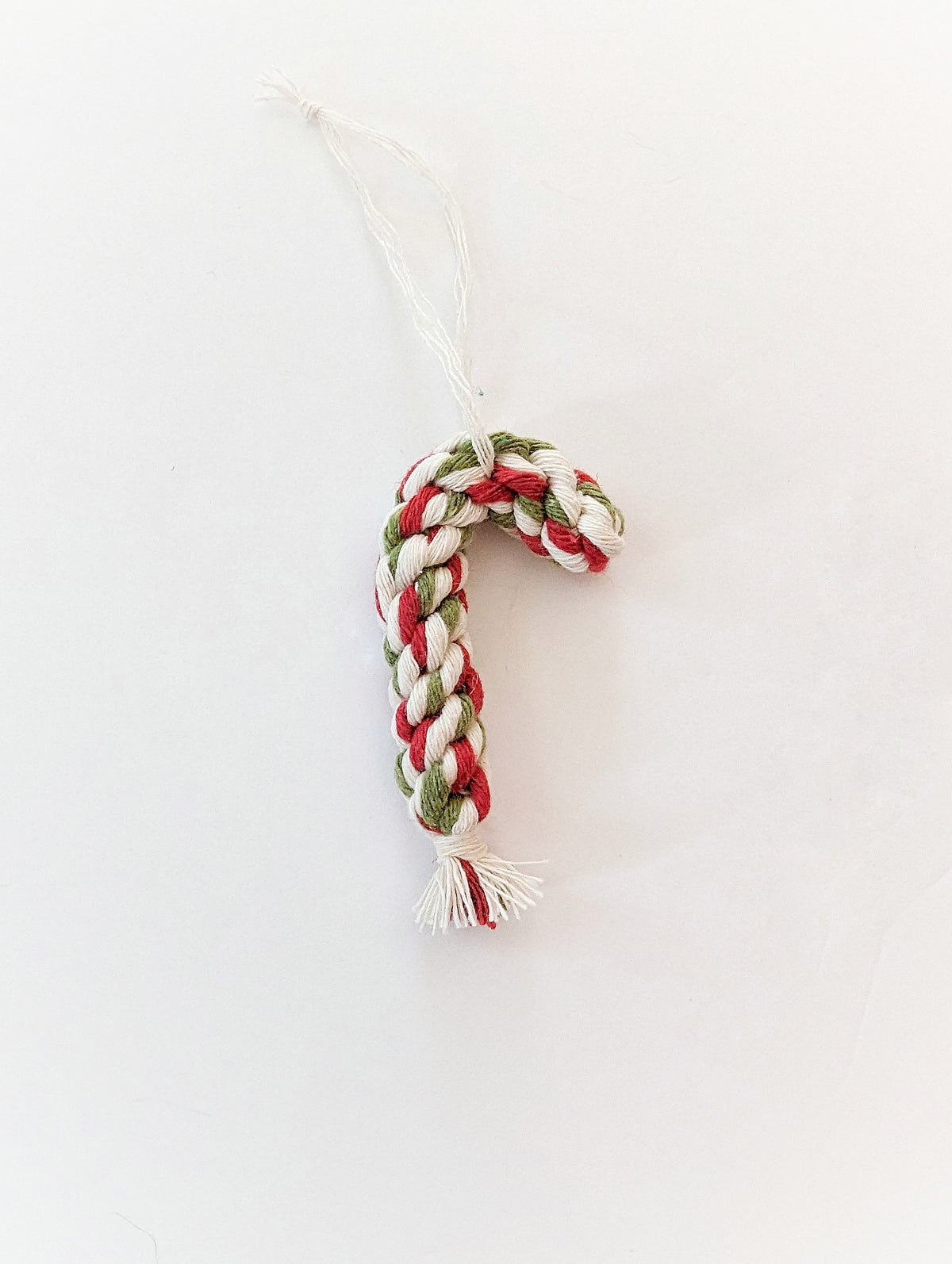 Macrame Christmas Tree Candy Cane Ornament