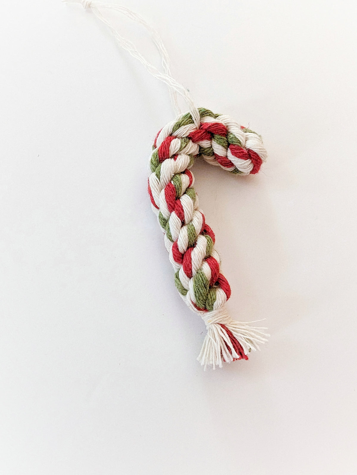 Macrame Christmas Tree Candy Cane Ornament