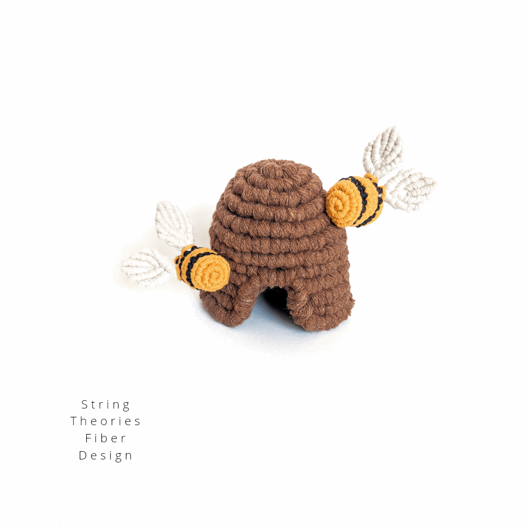 Bees on Beehive Sculpture String Theories Fiber Design