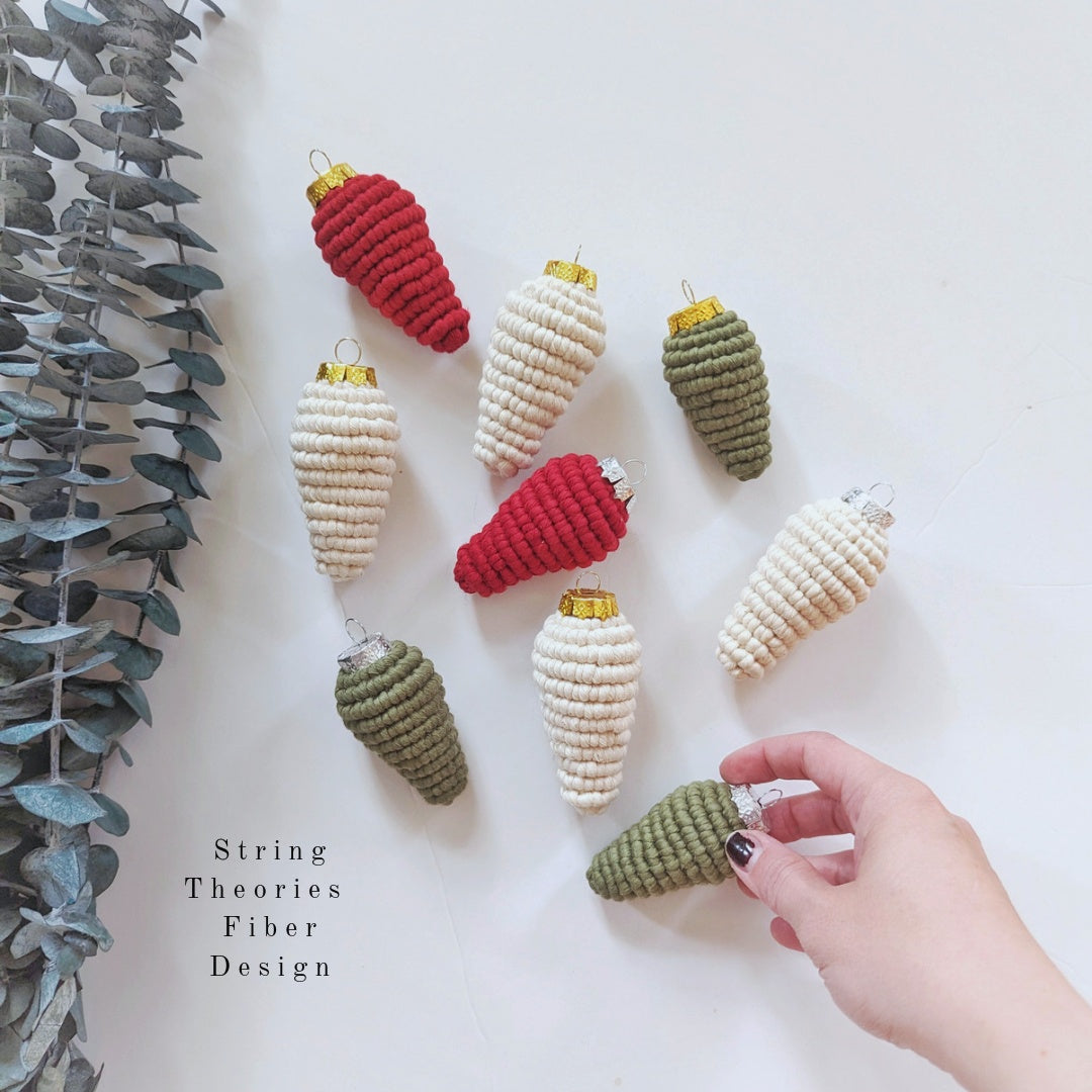 Macrame Christmas Bulb Ornaments