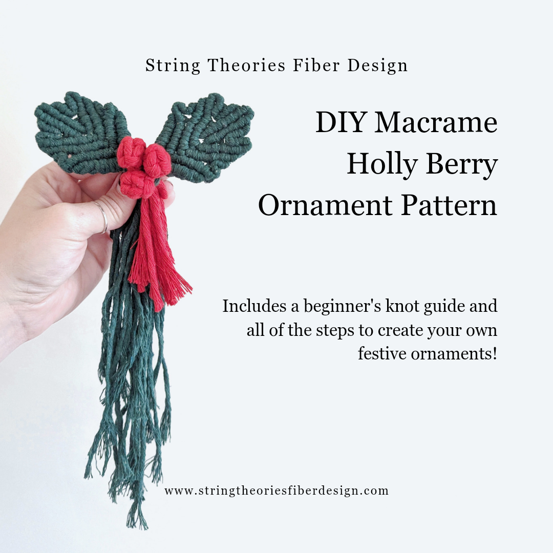 Macrame Holly Berry Christmas Ornament Pattern/Kit