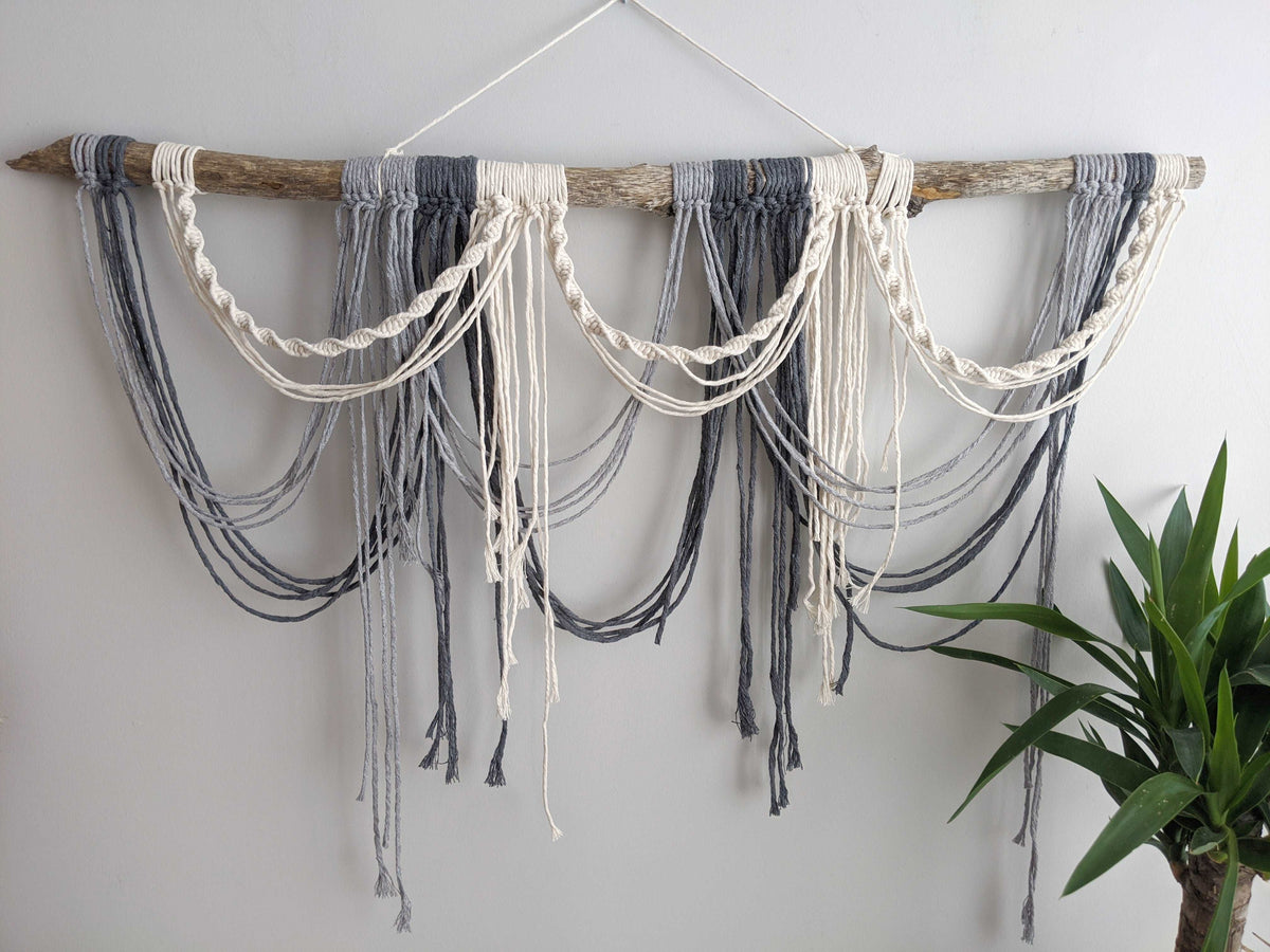 Draped Minimalist Mid Century Modern Macrame Wall Hanging String Theories Fiber Design
