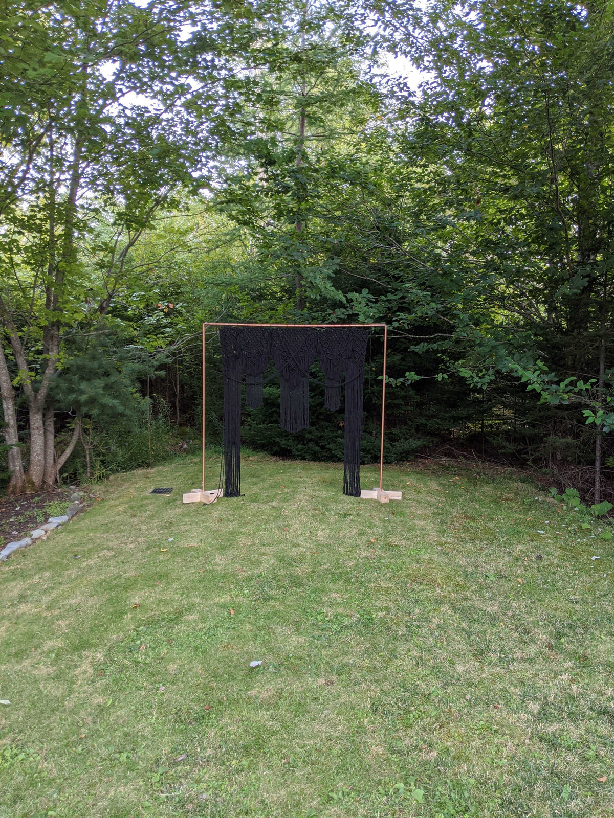 Black Macrame Wedding Backdrop // Macrame Ceremony Arch String Theories Fiber Design