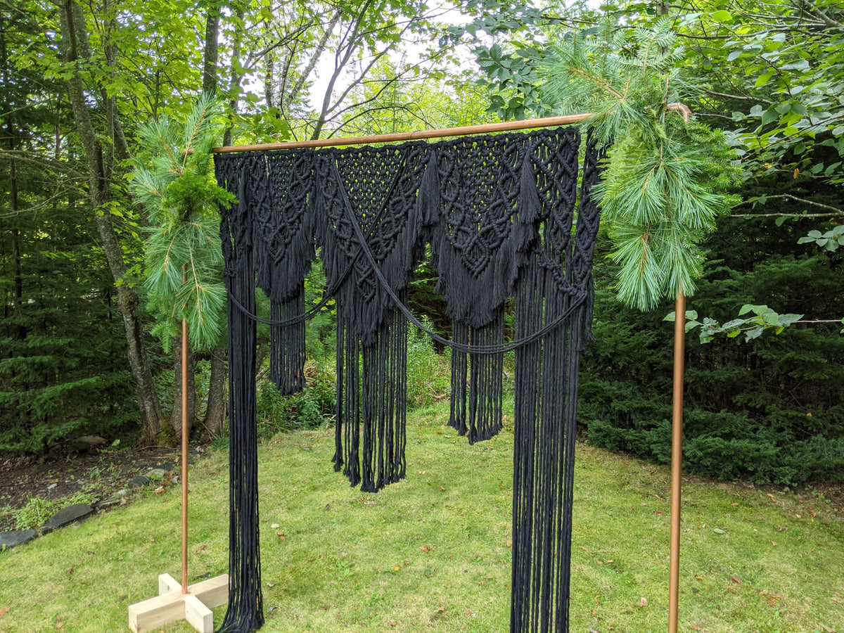 Black Macrame Wedding Backdrop // Macrame Ceremony Arch String Theories Fiber Design