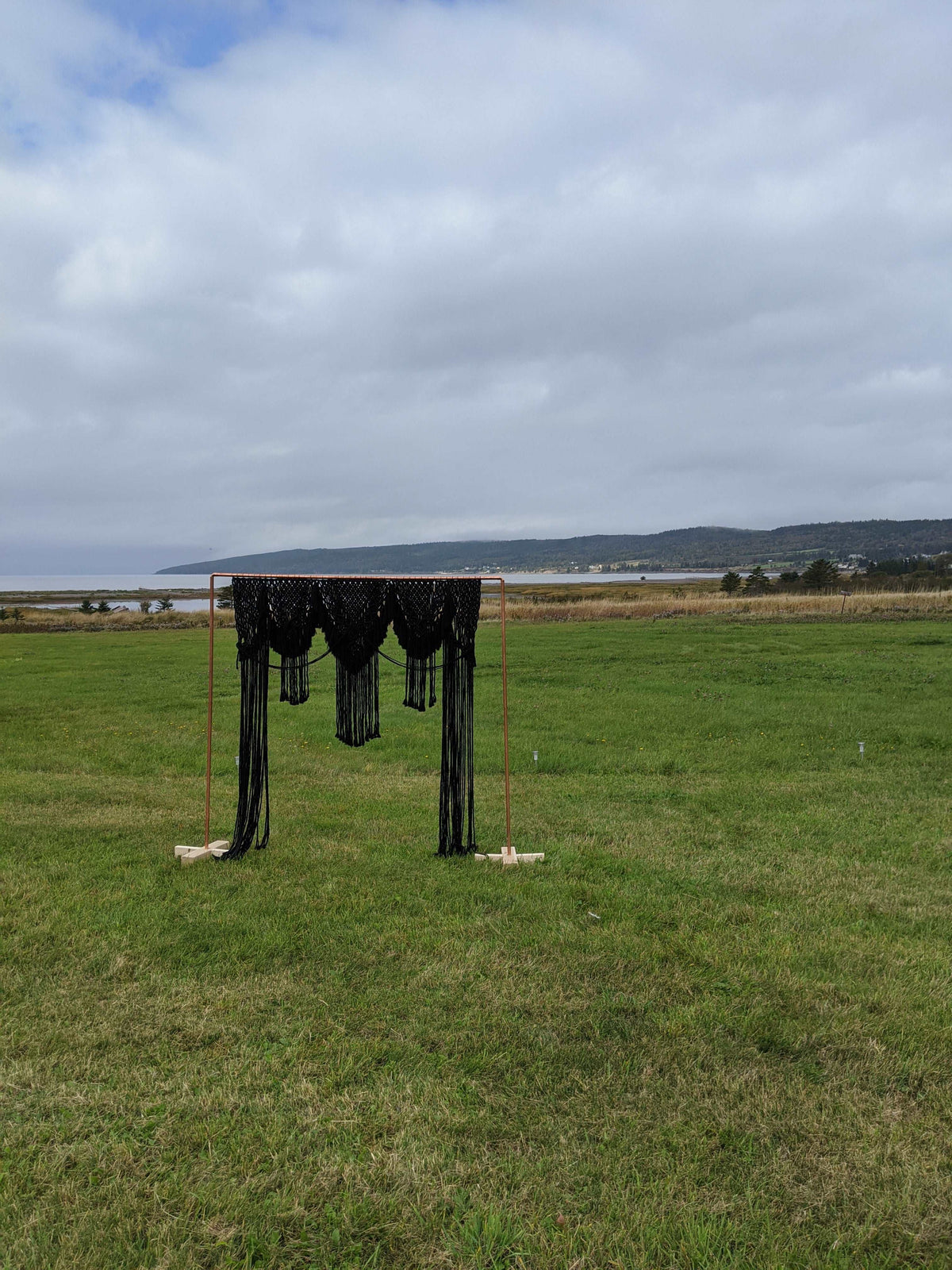 Black Macrame Wedding Backdrop // Macrame Ceremony Arch String Theories Fiber Design