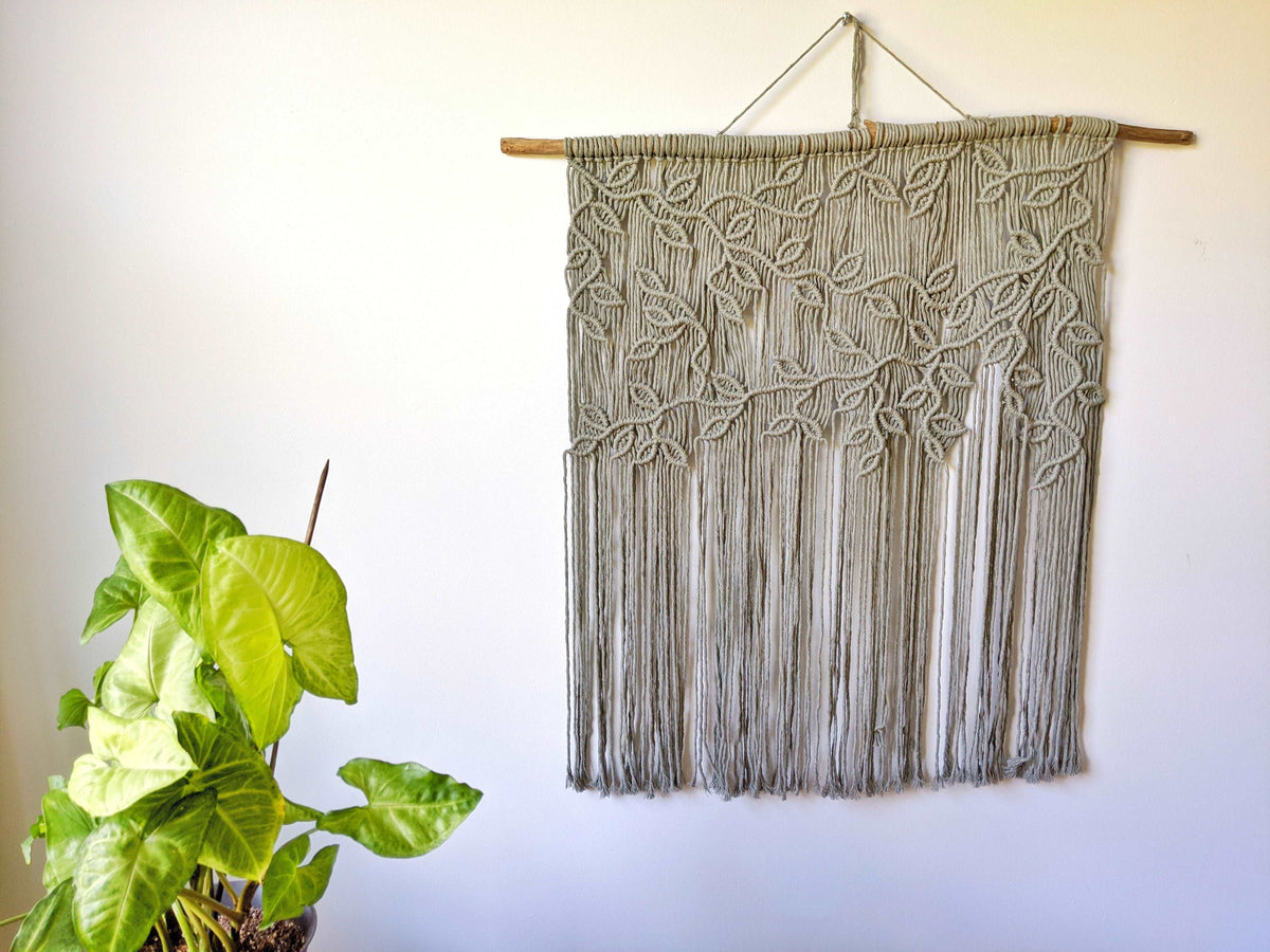 Extra Large Macrame Vines and Leaves Wall Hanging String Theories Fiber Design