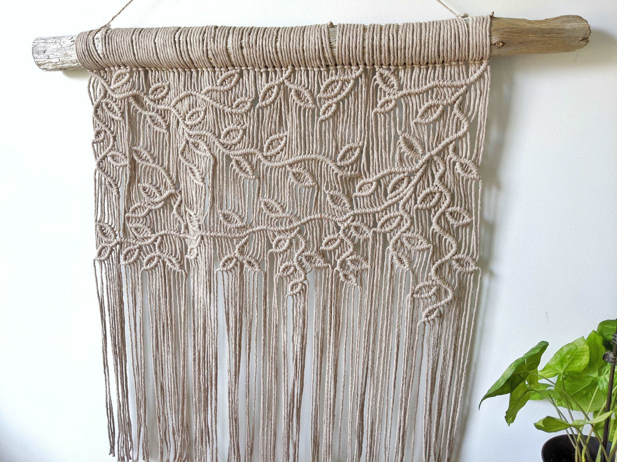 Extra Large Macrame Vines and Leaves Wall Hanging String Theories Fiber Design