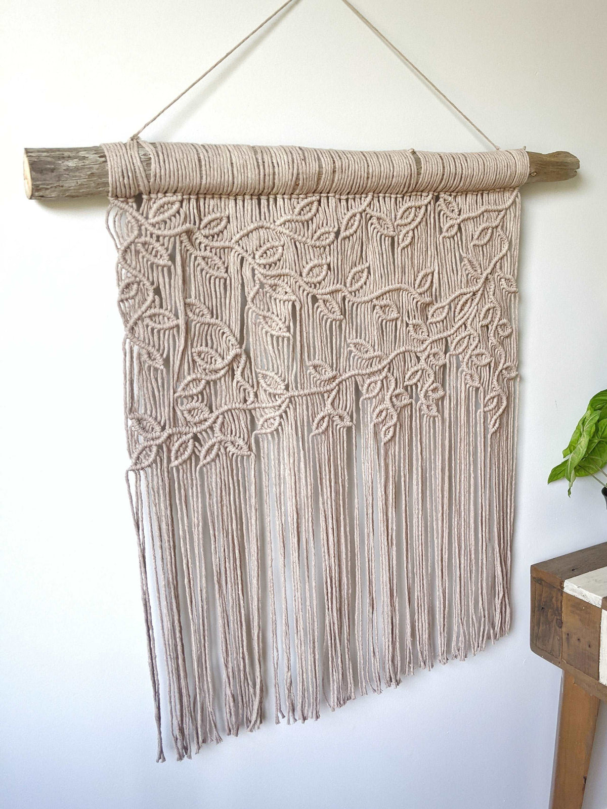 Extra Large Macrame Vines and Leaves Wall Hanging String Theories Fiber Design