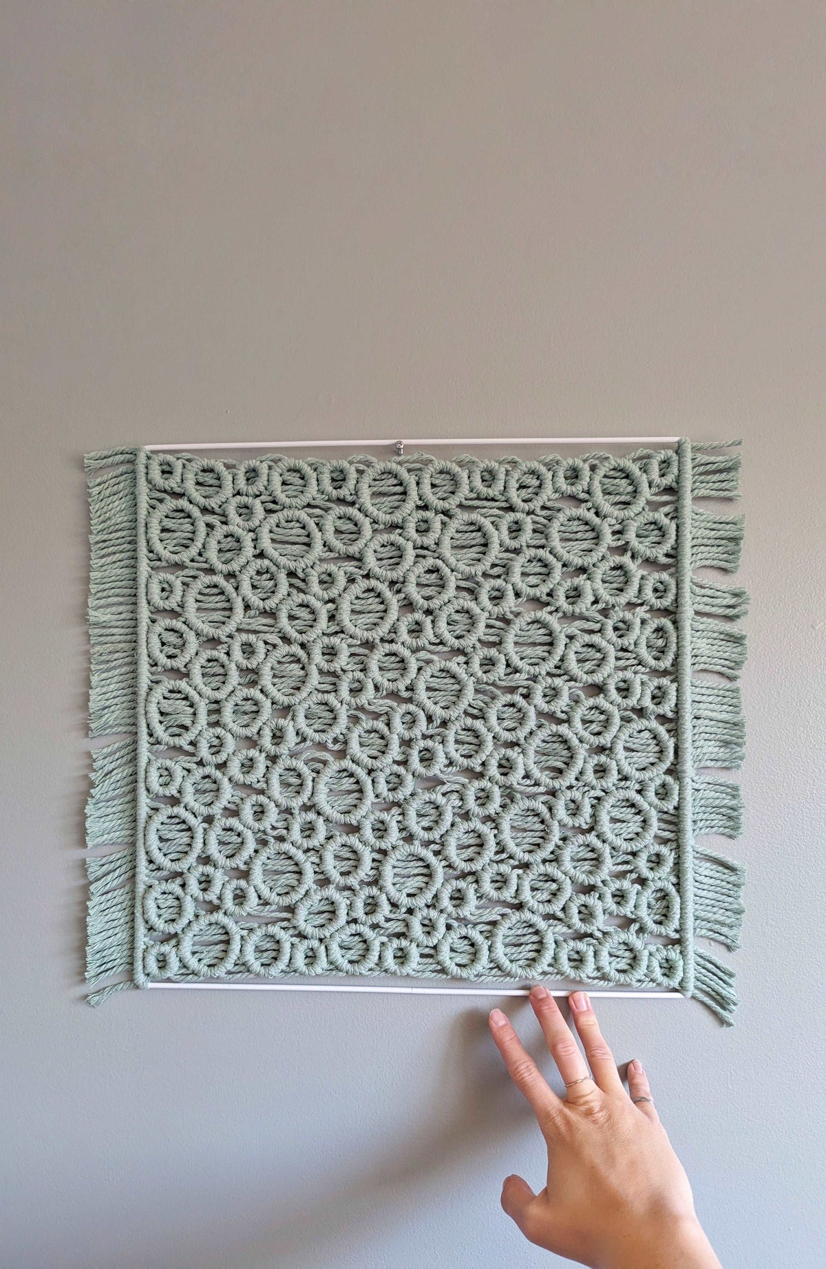 Bubbles Macrame Hanging on Square Frame