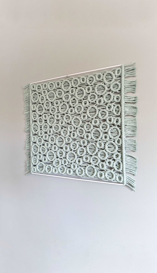 Bubbles Macrame Hanging on Square Frame