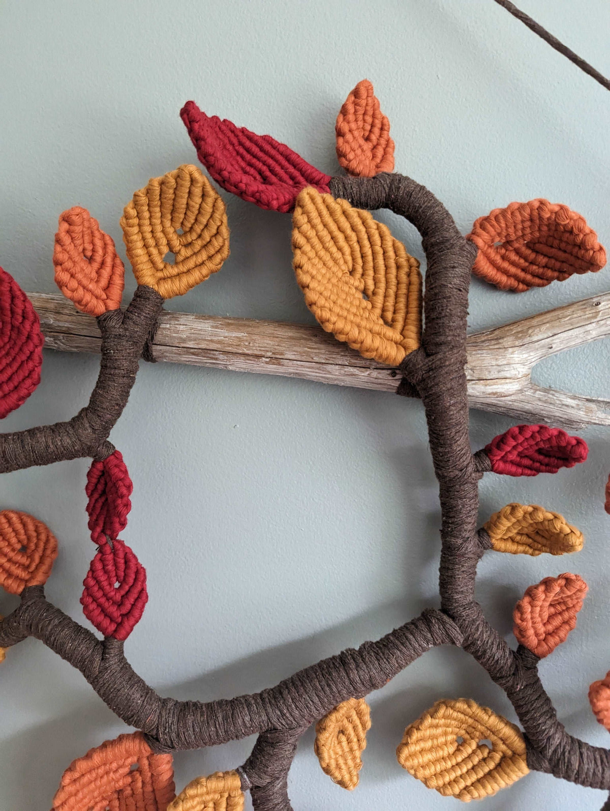 Autumn Leaves - Large Macrame Vines and Leaves Sculpture