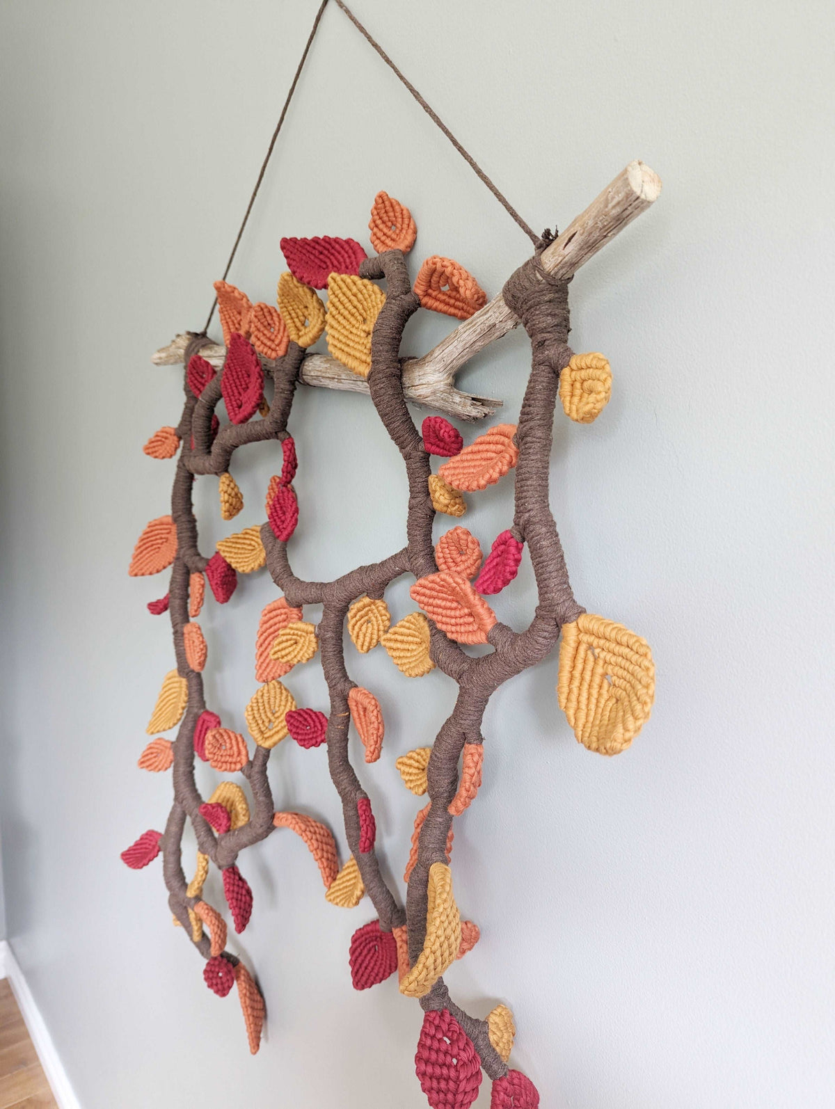 Autumn Leaves - Large Macrame Vines and Leaves Sculpture