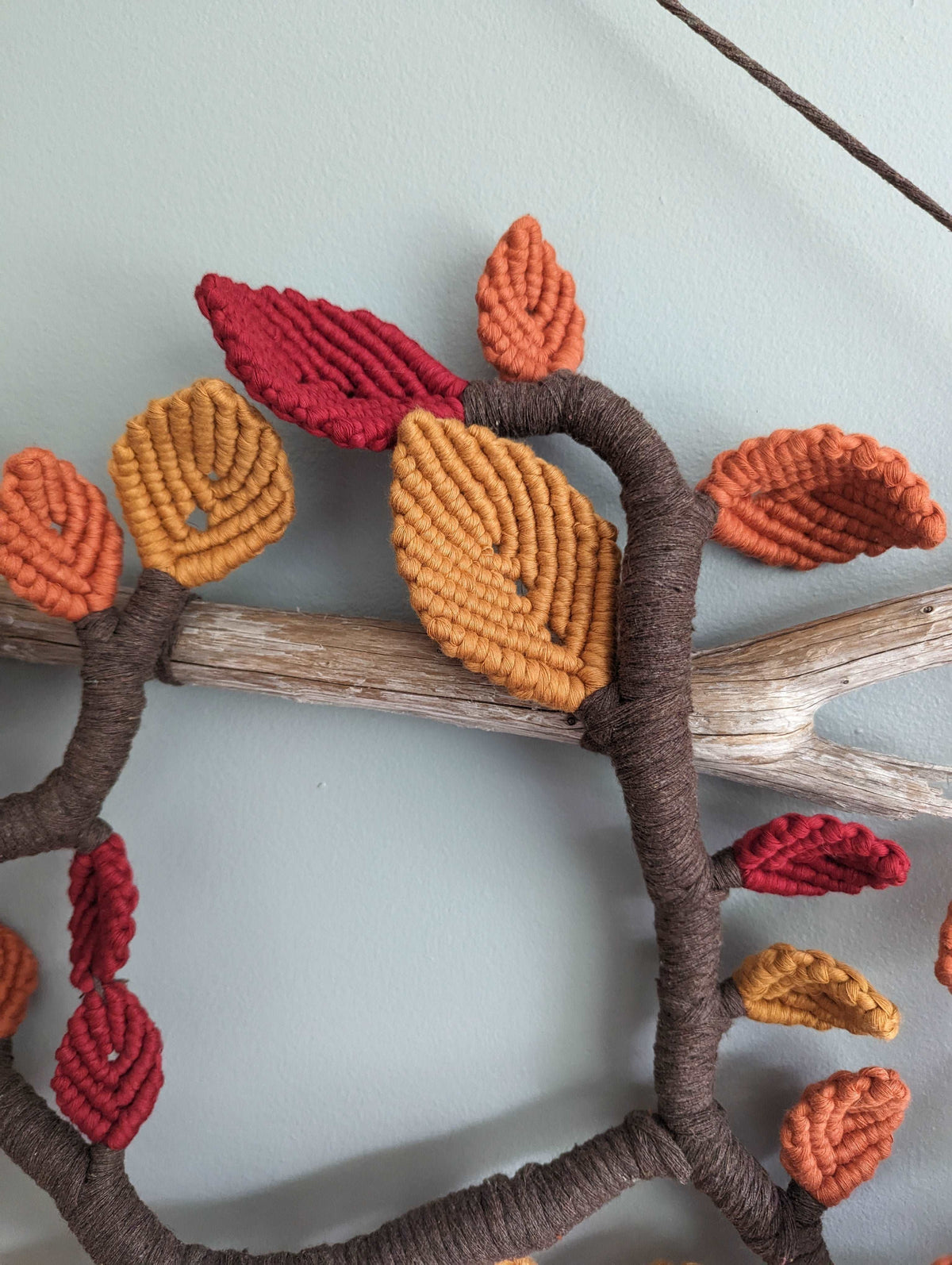 Autumn Leaves - Large Macrame Vines and Leaves Sculpture