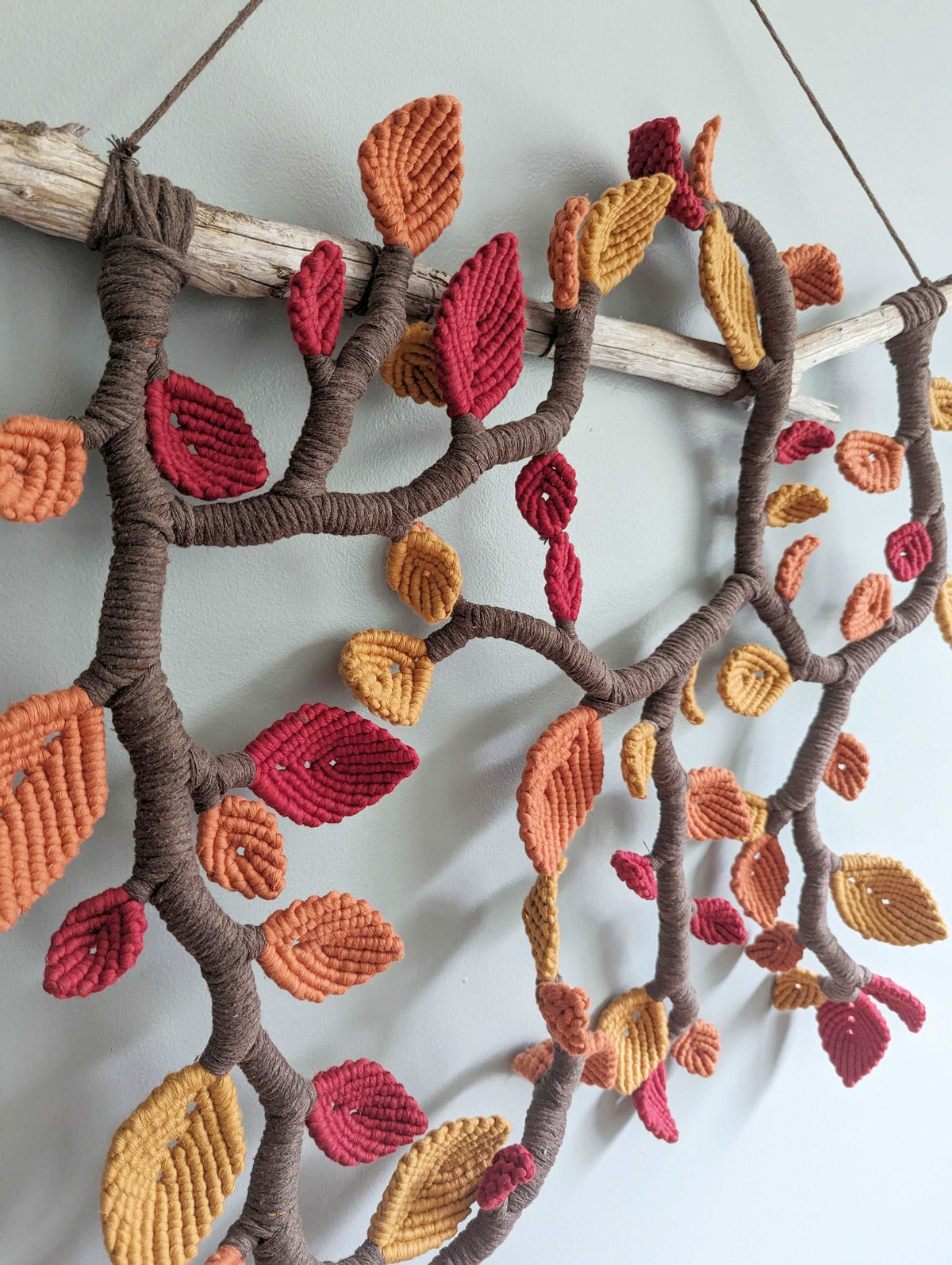 Autumn Leaves - Large Macrame Vines and Leaves Sculpture