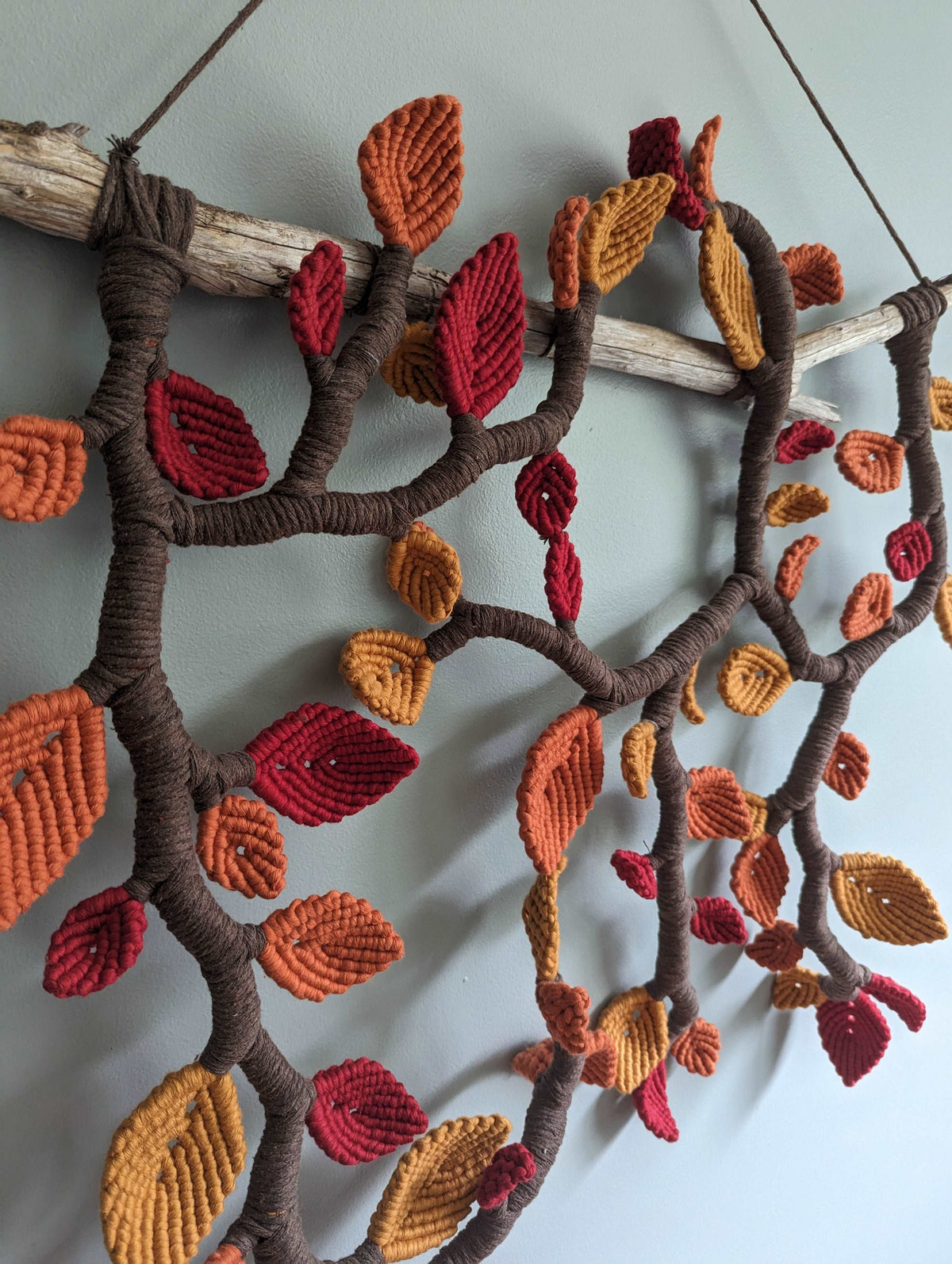 Autumn Leaves - Large Macrame Vines and Leaves Sculpture