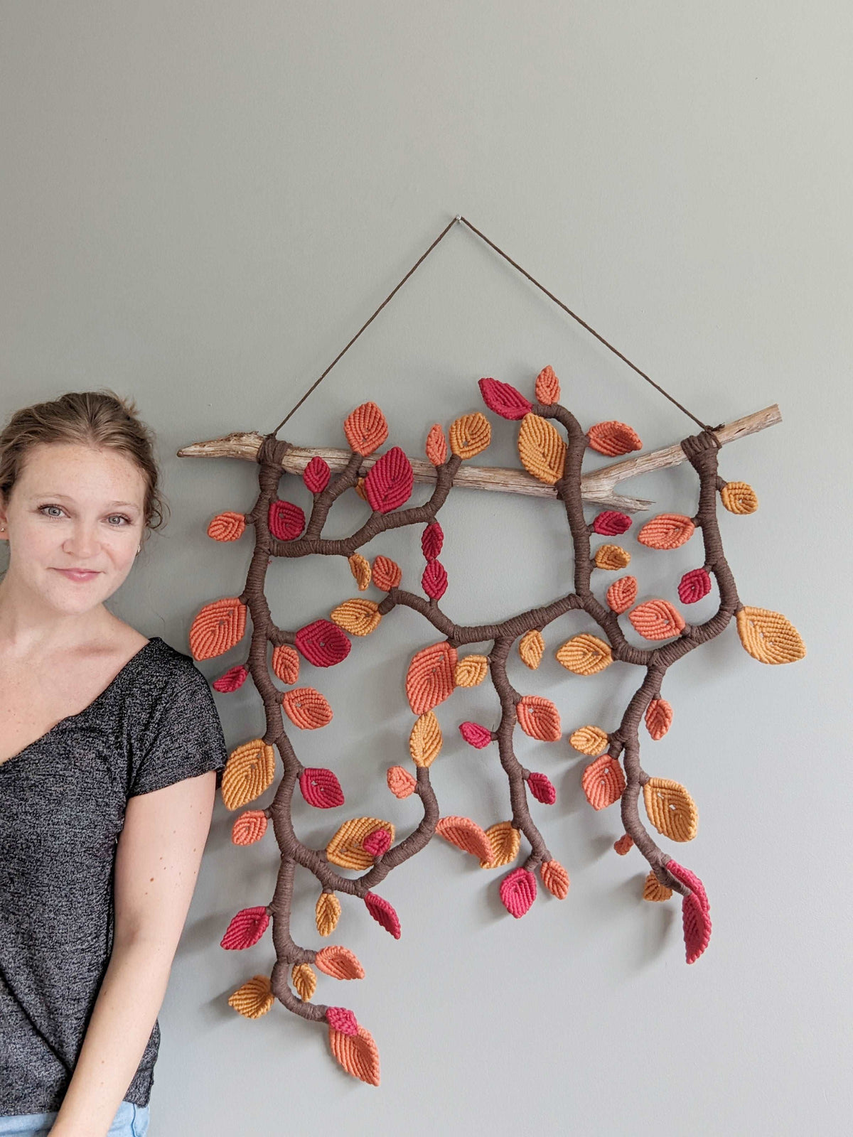 Autumn Leaves - Large Macrame Vines and Leaves Sculpture