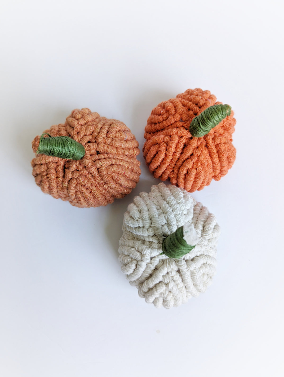 Macrame Fiber Sculptures Pumpkins Tea Light Covers