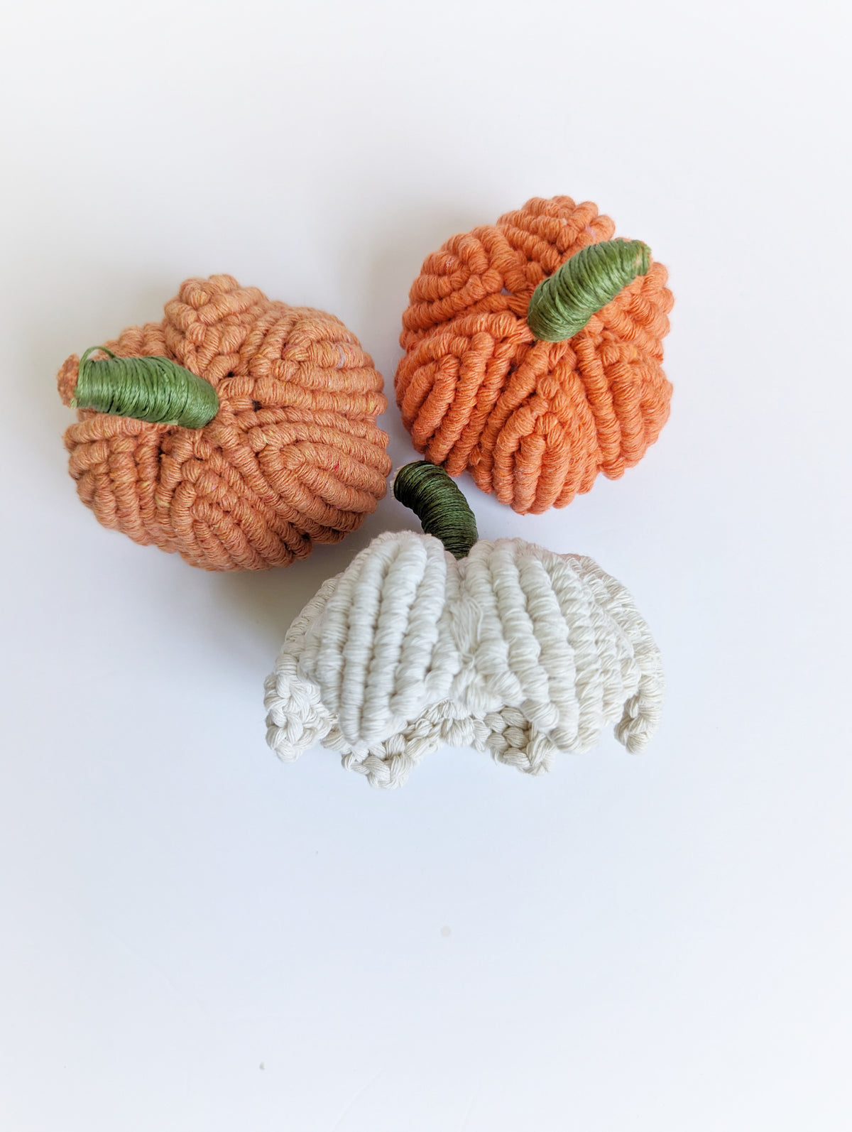 Macrame Fiber Sculptures Pumpkins Tea Light Covers