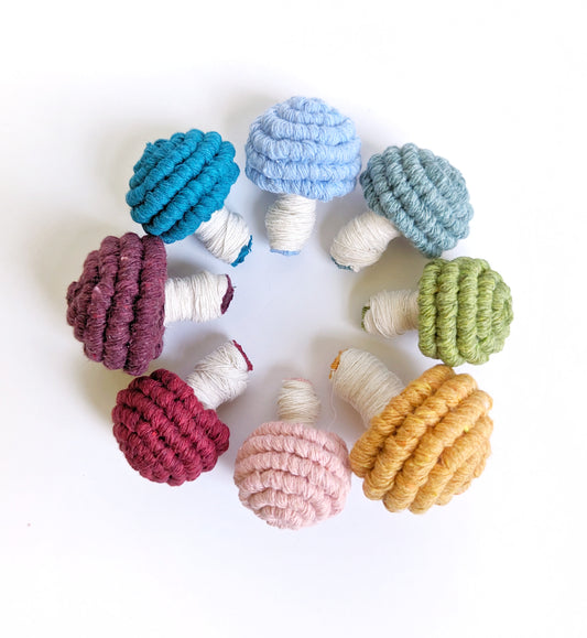 Macrame Mini Fiber Sculptures Mushrooms