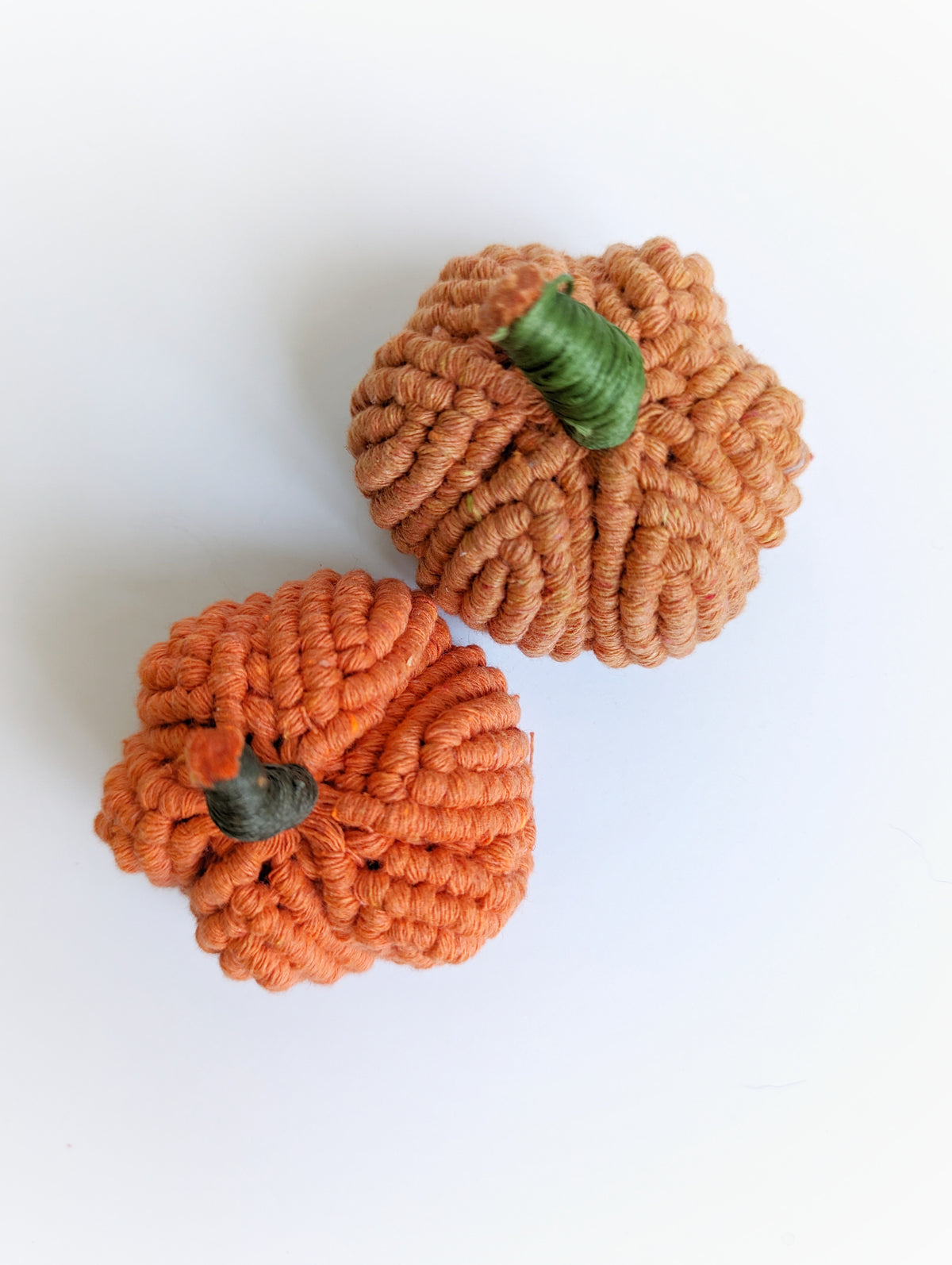 Macrame Fiber Sculptures Pumpkins Tea Light Covers