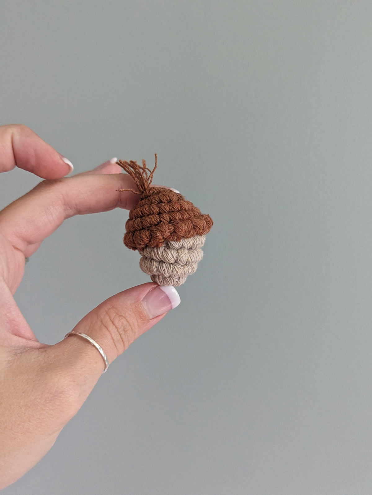 Macrame Mini Fiber Sculptures ornament Acorns String Theories Fiber Design