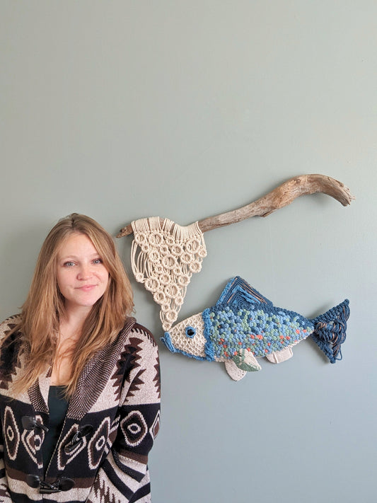 Macrame Sculptural Fiber Fish
