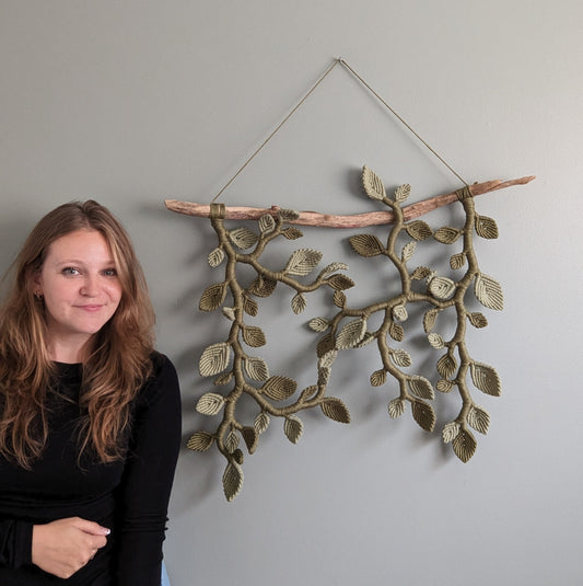 Large Statement Macrame Vines and Leaves