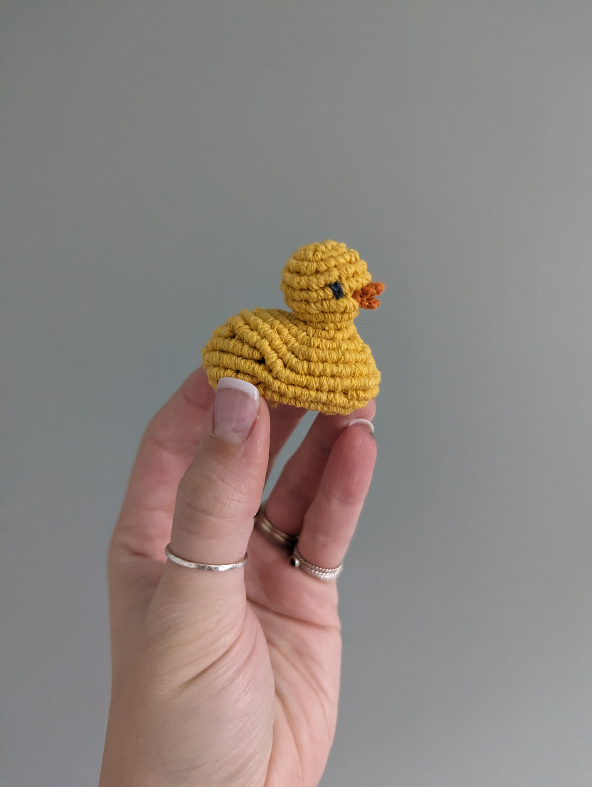 Macrame mini Rubber Duck Fiber Sculpture