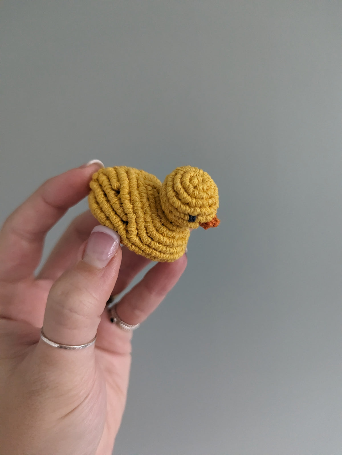 Macrame mini Rubber Duck Fiber Sculpture