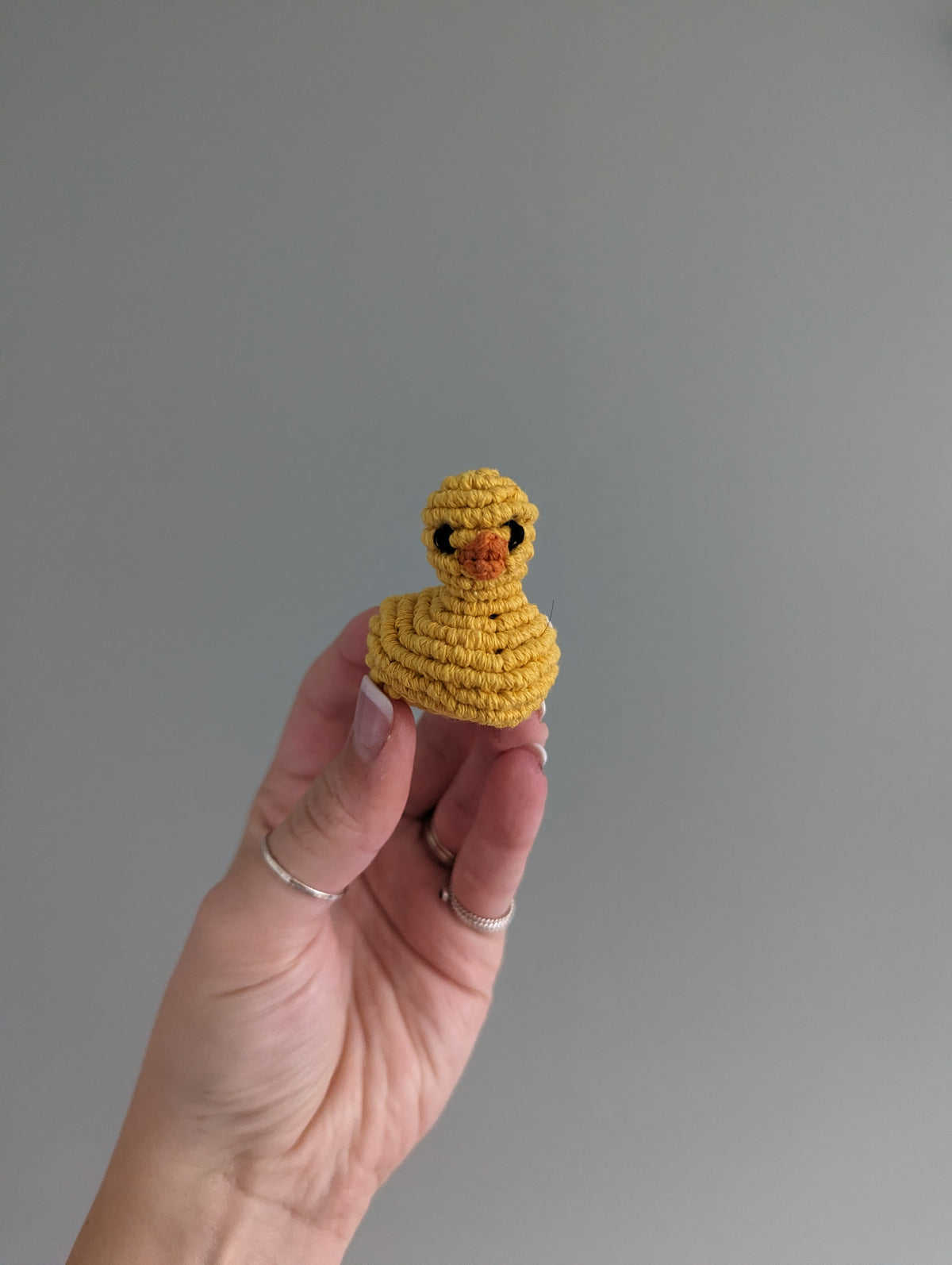 Macrame mini Rubber Duck Fiber Sculpture